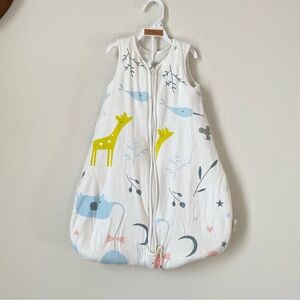 Kids Sleep Sack Pajamas with Animal Print - White Cotton